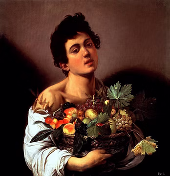Fanciullo con canestro di frutta di Caravaggio, riproduzione su tela