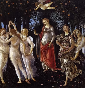 La Primavera di Botticelli, riproduzione su tela