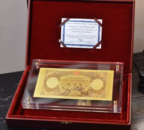 Immagine cofanetto banconota 10 mila lire Dante Alighieri