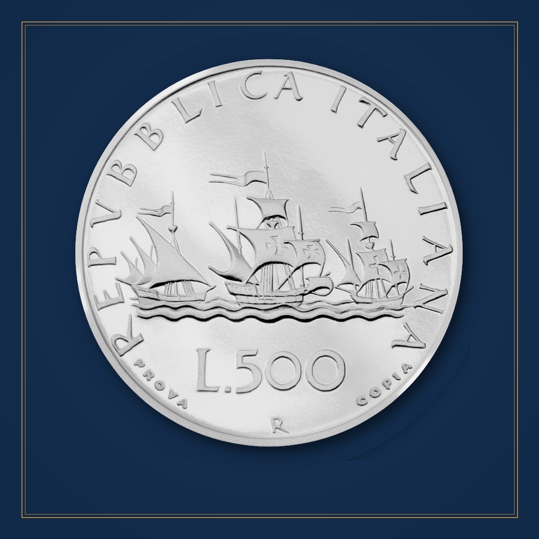 Moneta 500 Lire Caravelle 1957, riconio celebrativo del Premio Italiani ControVento